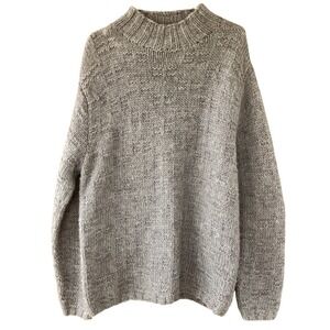 Bowen &‎ Wright Menswear Size Medium 100% Hand Knit Wool Sweater Gray Mock Neck